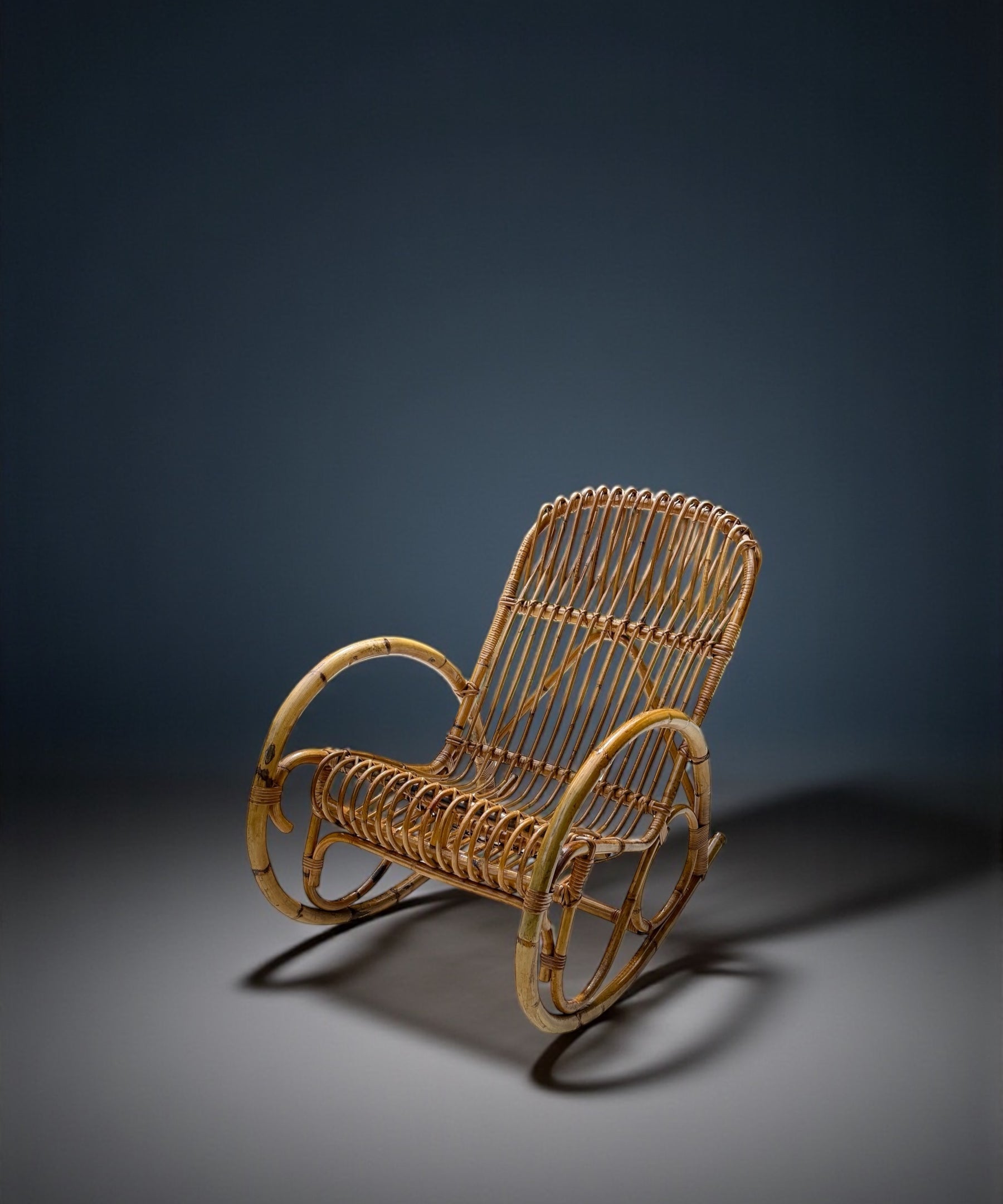 Franco_Albini_Bent_Bamboo_and_Rattan_Rocking_Chair,_Italy_1950's