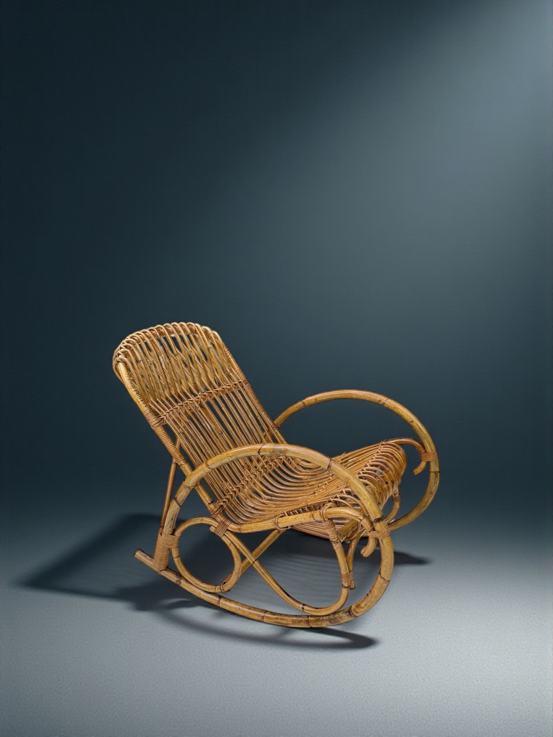 Franco_Albini_Bent_Bamboo_and_Rattan_Rocking_Chair,_Italy_1950's