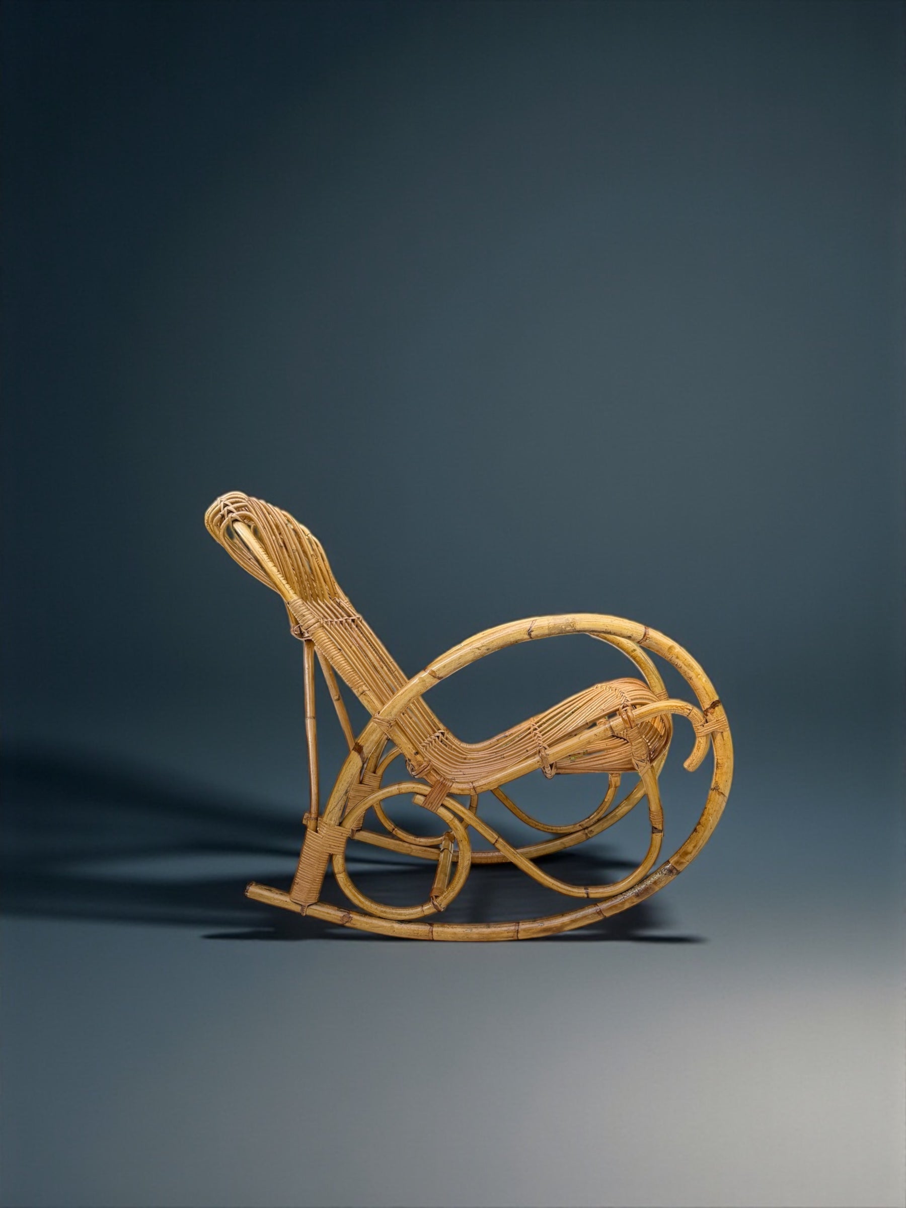 Franco_Albini_Bent_Bamboo_and_Rattan_Rocking_Chair,_Italy_1950's