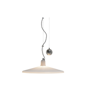 Franco_Bresciani_Manta_Counterweight_Pendant_Lamp_for_iGuzzini_in_Cream_Plastic_and_Chrome,_Italy,_1970s