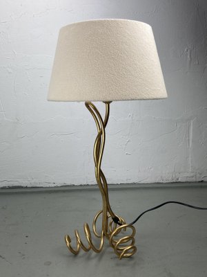Free_Form_Curly_Table_Lamp_with_Bouclé_Shade,_1960s,_Europe