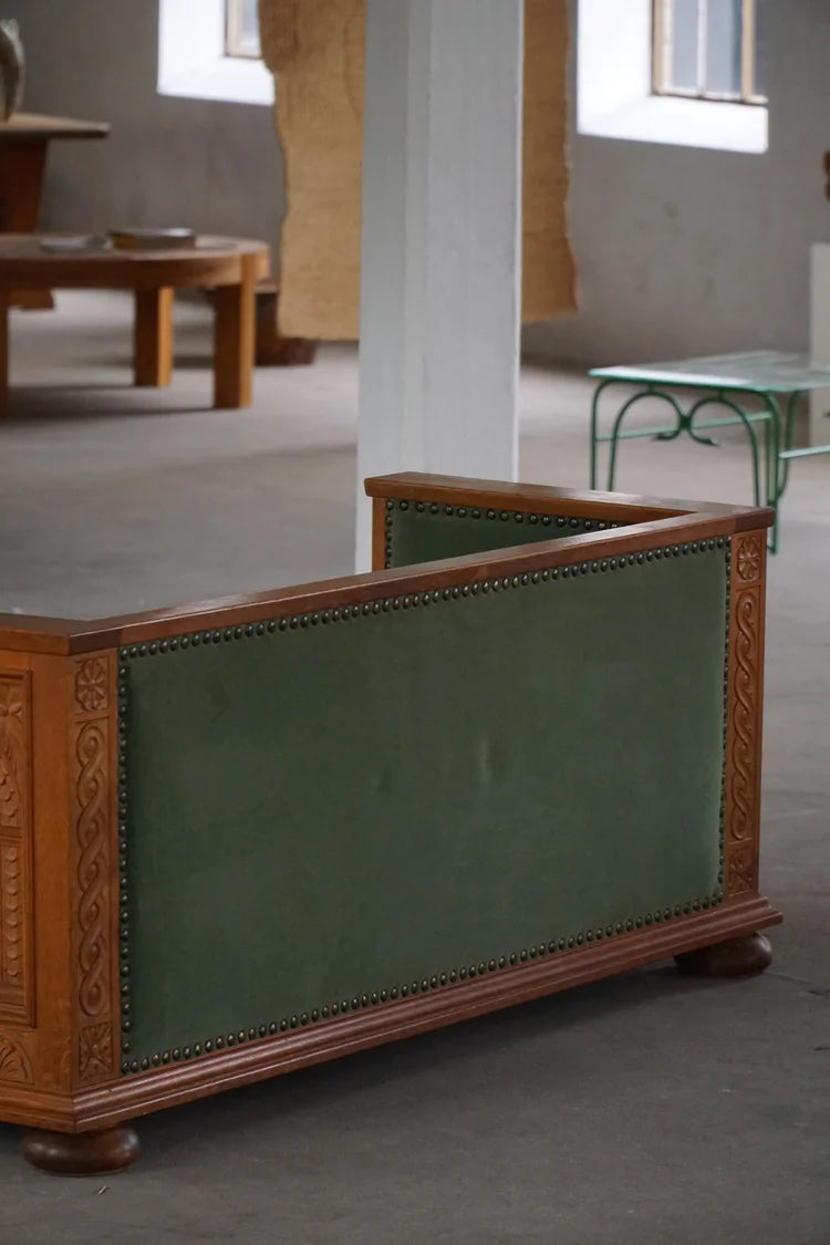 Freestanding_Danish_Empire_Sofa_in_Oak_and_Velour_Upholstery,_19th_Century