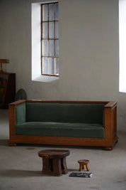 Freestanding_Danish_Empire_Sofa_in_Oak_and_Velour_Upholstery,_19th_Century