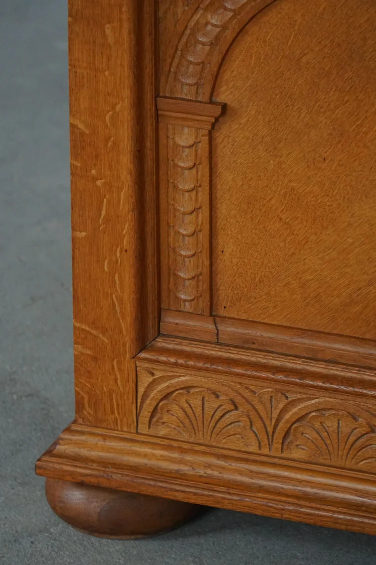 Freestanding_Danish_Empire_Sofa_in_Oak_and_Velour_Upholstery,_19th_Century