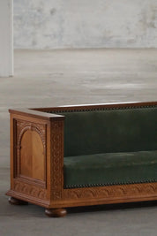 Freestanding_Danish_Empire_Sofa_in_Oak_and_Velour_Upholstery,_19th_Century