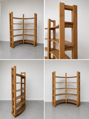 Unique_Freestanding_Demi-Lune_Bookrack_and_Display_Cabinet_in_Full_Grain_Oak,_1970s