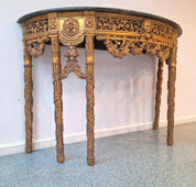 French_Baroque_Half_Moon_Wall_Console_with_Green_Marble_Top,_Gilt_Wood,_19th_Century