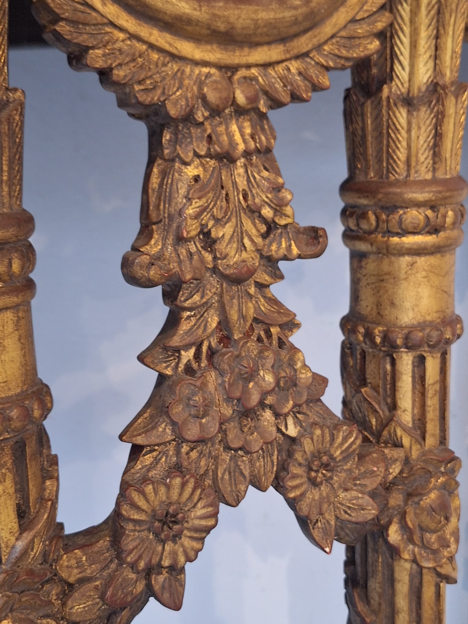 French_Baroque_Half_Moon_Wall_Console_with_Green_Marble_Top,_Gilt_Wood,_19th_Century