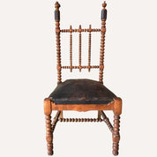 French_Bobbin_Barley_Twist_Wood_and_Leather_Chair,_1850s
