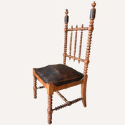 French_Bobbin_Barley_Twist_Wood_and_Leather_Chair,_1850s