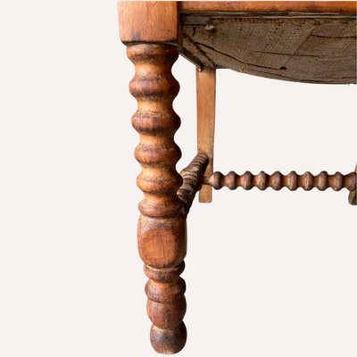 French_Bobbin_Barley_Twist_Wood_and_Leather_Chair,_1850s