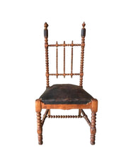 French_Bobbin_Barley_Twist_Wood_and_Leather_Chair,_1850s