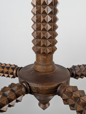 French_Brutalist_Carved_Wood_Five-Arm_Chandelier_in_the_Style_of_Charles_Dudouyt,_1940s