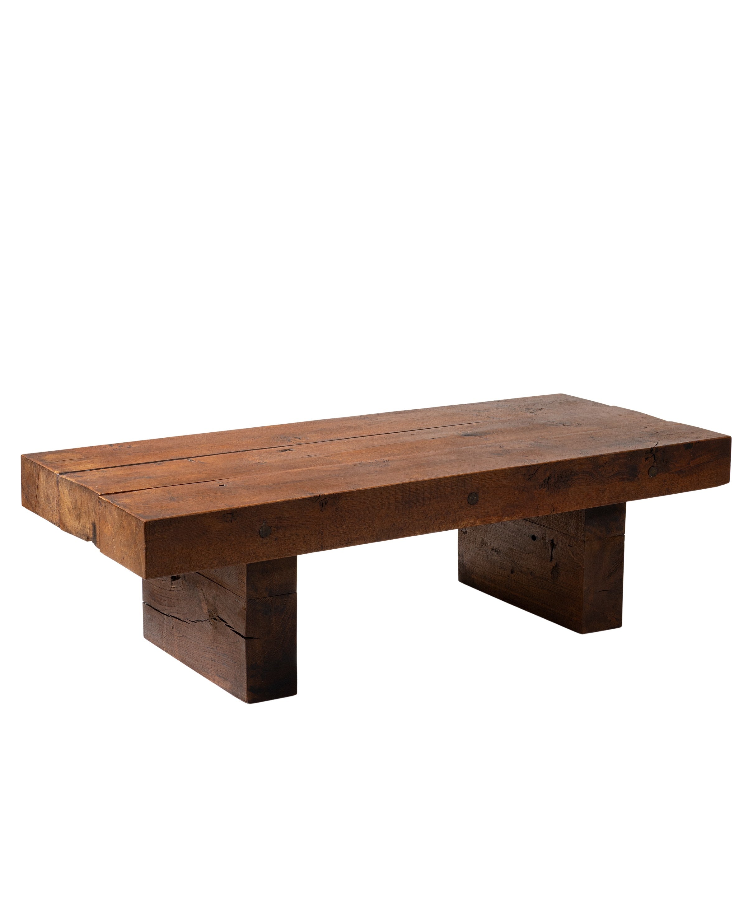 French_Brutalist_coffee_table,_handcrafted_in_solid_oak,_circa_1960.