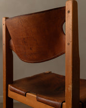 Maison_Regain_Elm_and_Leather_Brutalist_Dining_Chair,_France_1970s