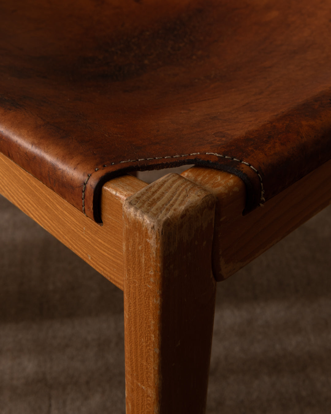 Maison_Regain_Elm_and_Leather_Brutalist_Dining_Chair,_France_1970s