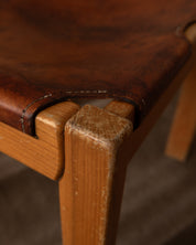 Maison_Regain_Elm_and_Leather_Brutalist_Dining_Chair,_France_1970s