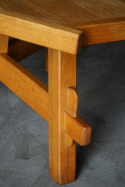 French_Brutalist_Triangular_Oak_Dining_Table,_1960s