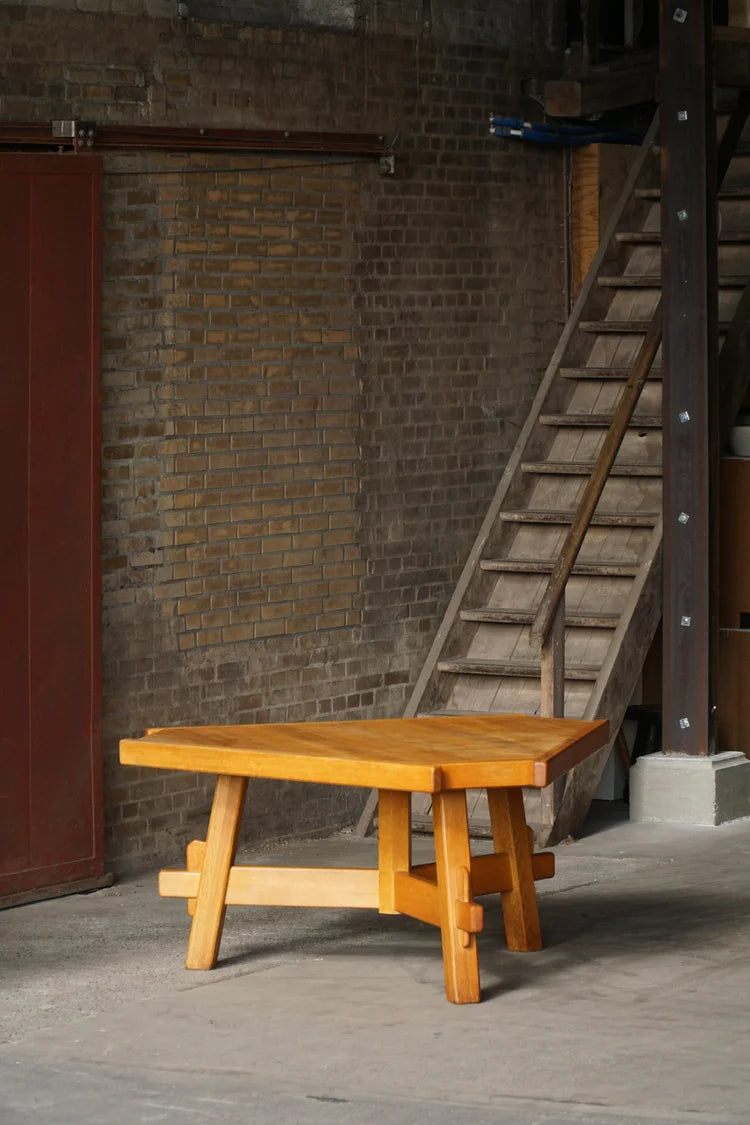 French_Brutalist_Triangular_Oak_Dining_Table,_1960s