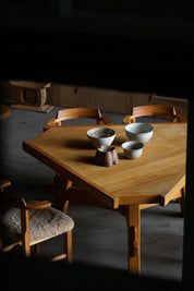 French_Brutalist_Triangular_Oak_Dining_Table,_1960s