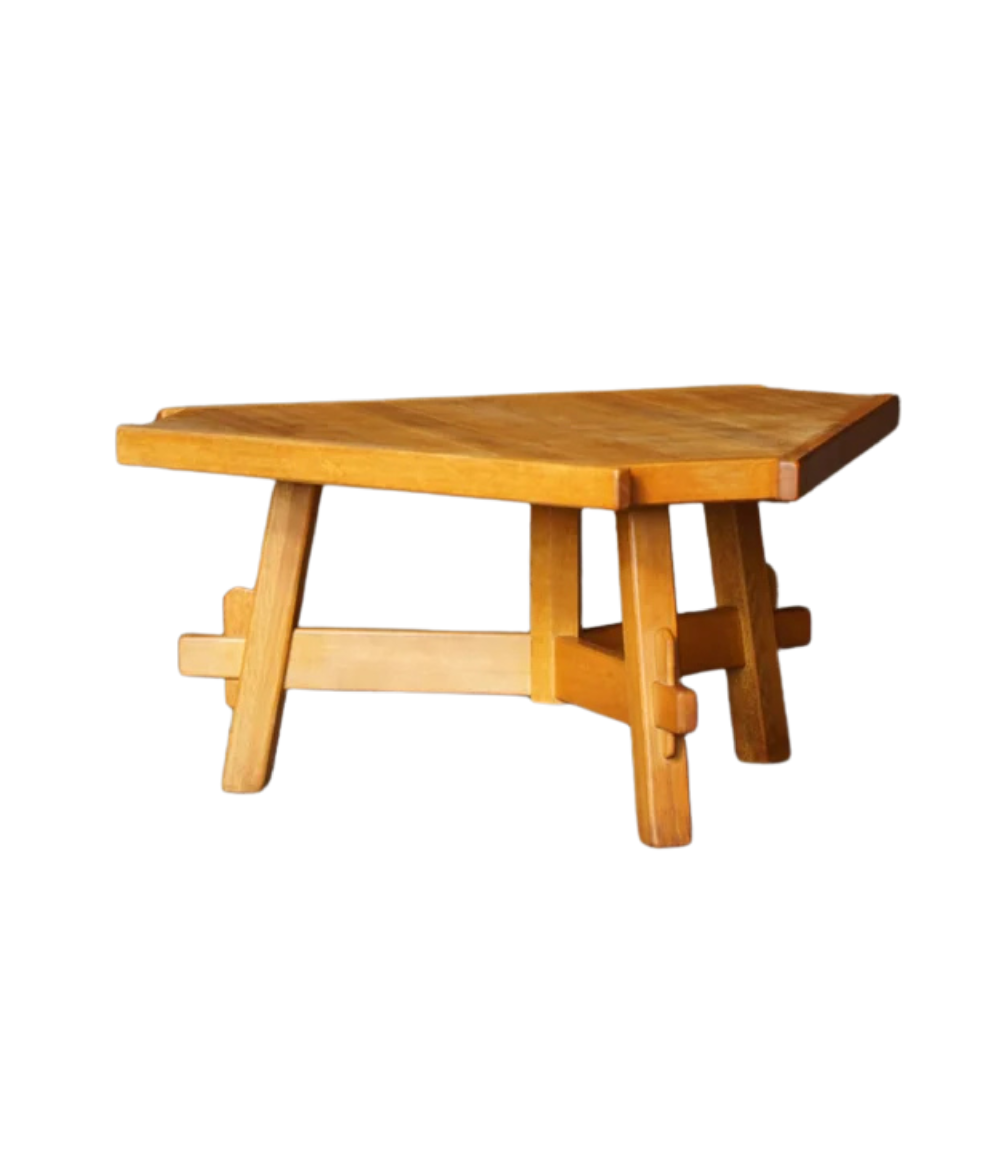French_Brutalist_Triangular_Oak_Dining_Table,_1960s
