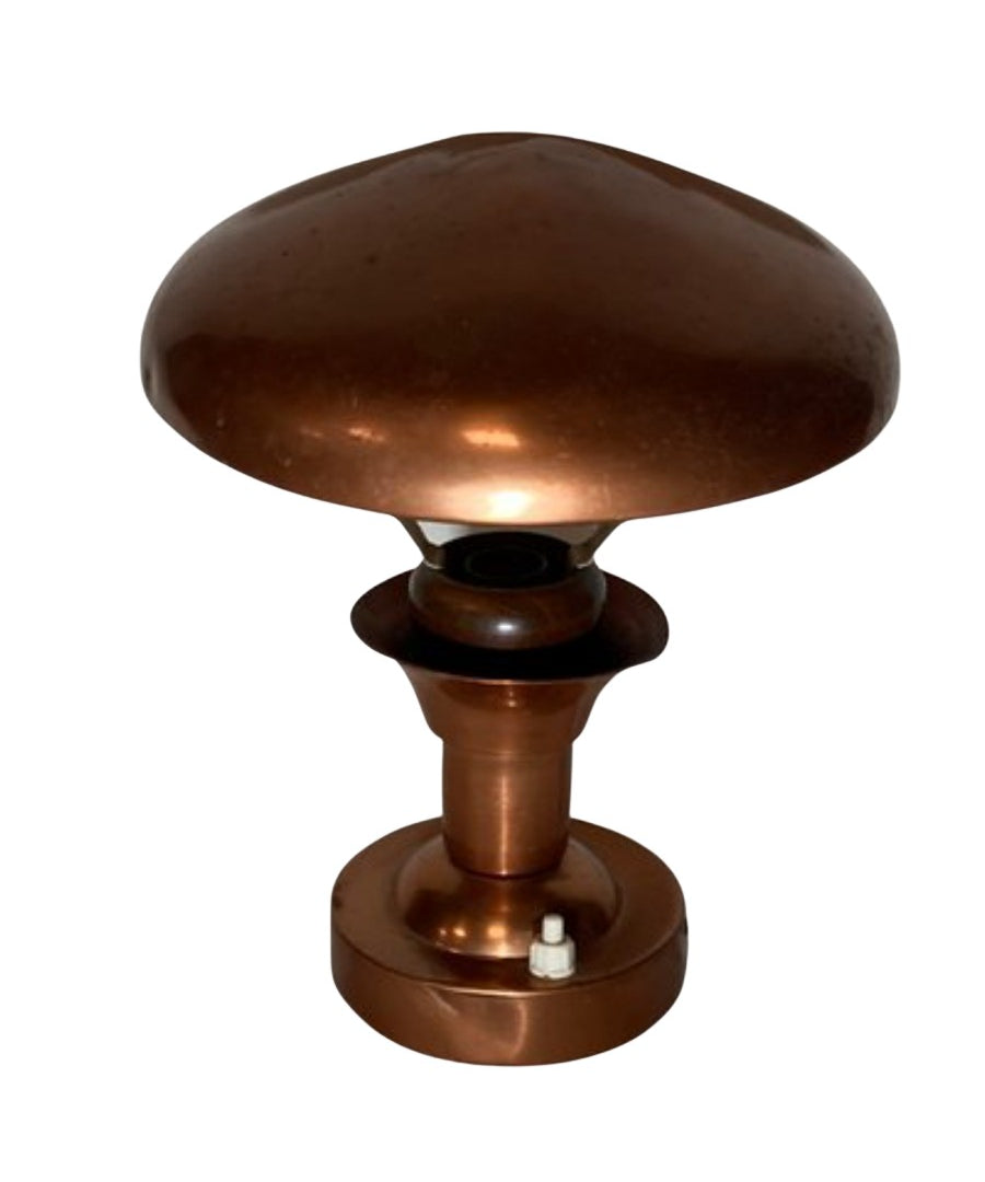 French_Copper_and_Teak_Table_Lamp,_Mid_Century_Modern,_1950s,_France