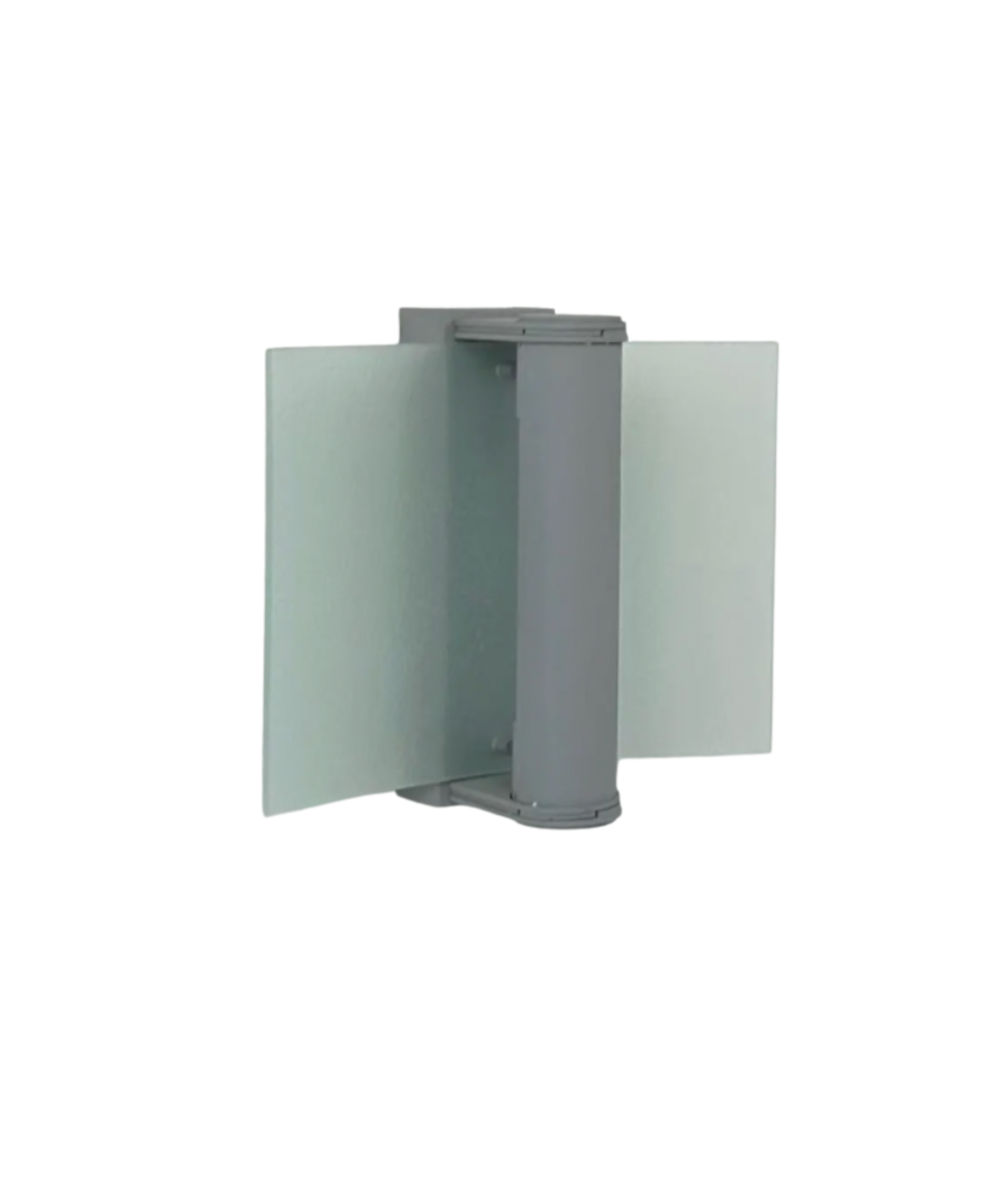 French_Grey_Metal_and_Curved_Sandblasted_Glass_Wall_Sconce,_1980s