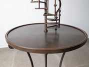 French_Guéridon_Reading_Floor_Lamp_with_Spiral_Staircase_Detail,_Wrought_Iron,_Bronze_and_Brass,_Mid-20th_Century