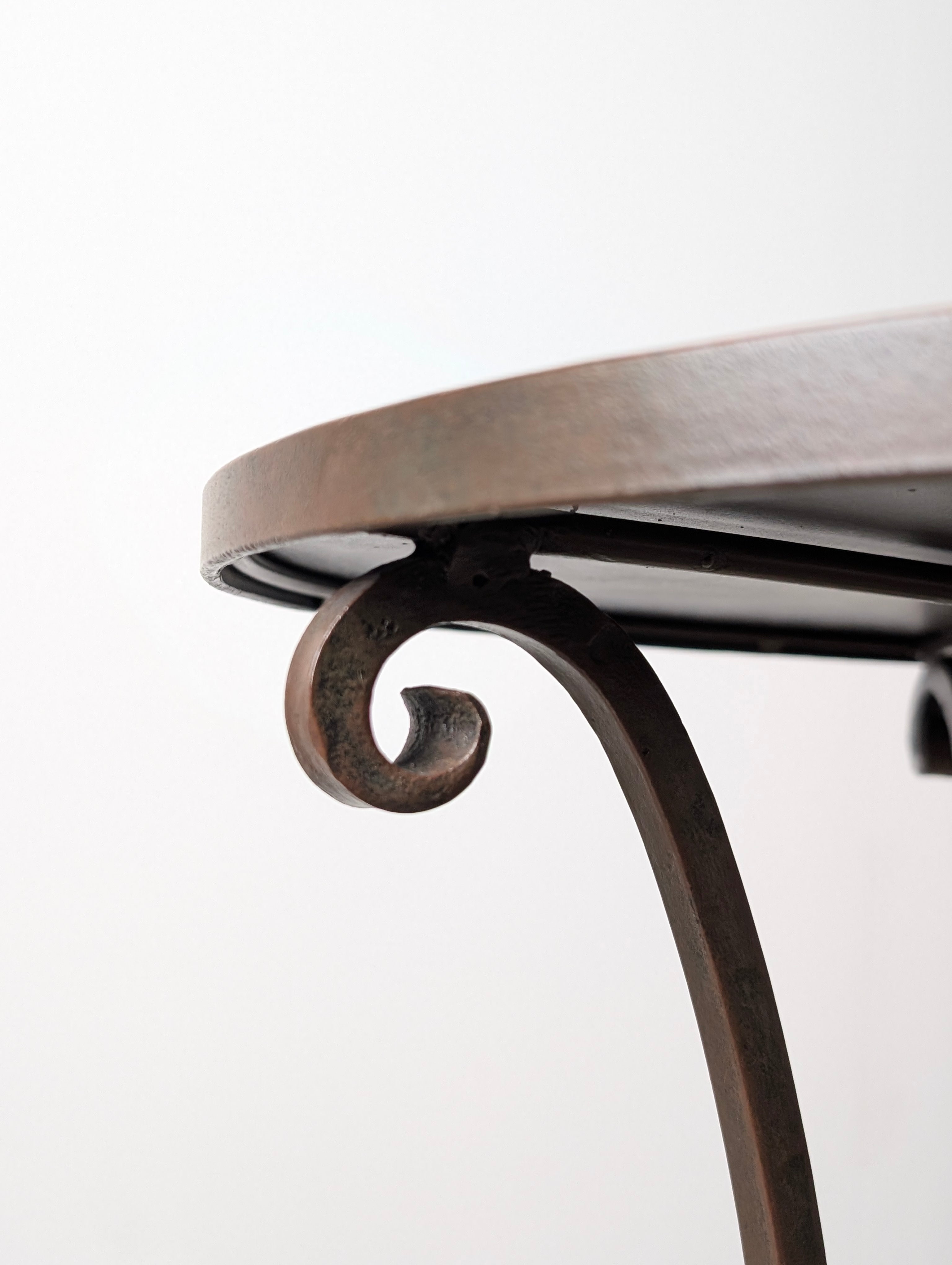 French_Guéridon_Reading_Floor_Lamp_with_Spiral_Staircase_Detail,_Wrought_Iron,_Bronze_and_Brass,_Mid-20th_Century