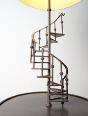 French_Guéridon_Reading_Floor_Lamp_with_Spiral_Staircase_Detail,_Wrought_Iron,_Bronze_and_Brass,_Mid-20th_Century
