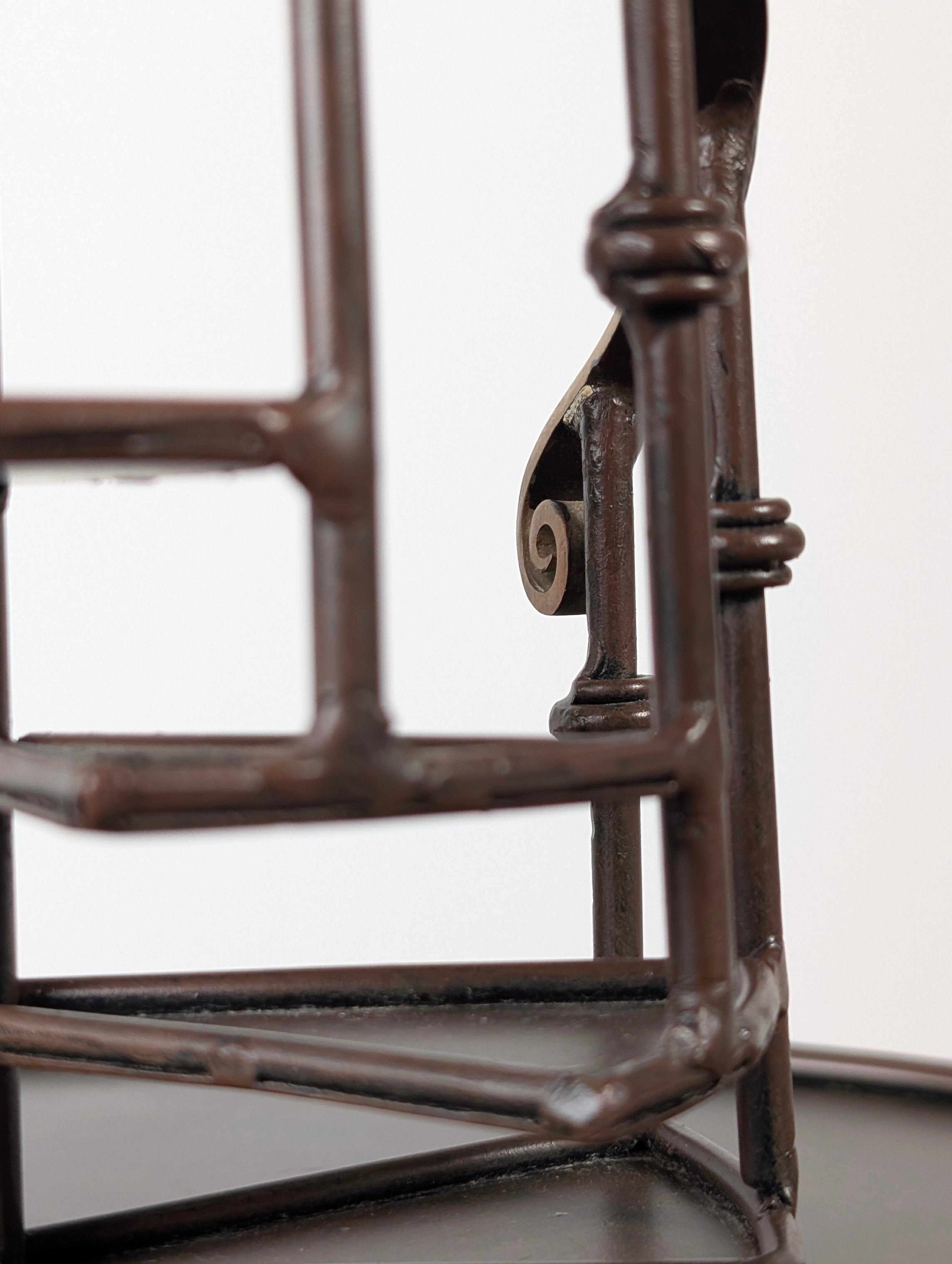 French_Guéridon_Reading_Floor_Lamp_with_Spiral_Staircase_Detail,_Wrought_Iron,_Bronze_and_Brass,_Mid-20th_Century