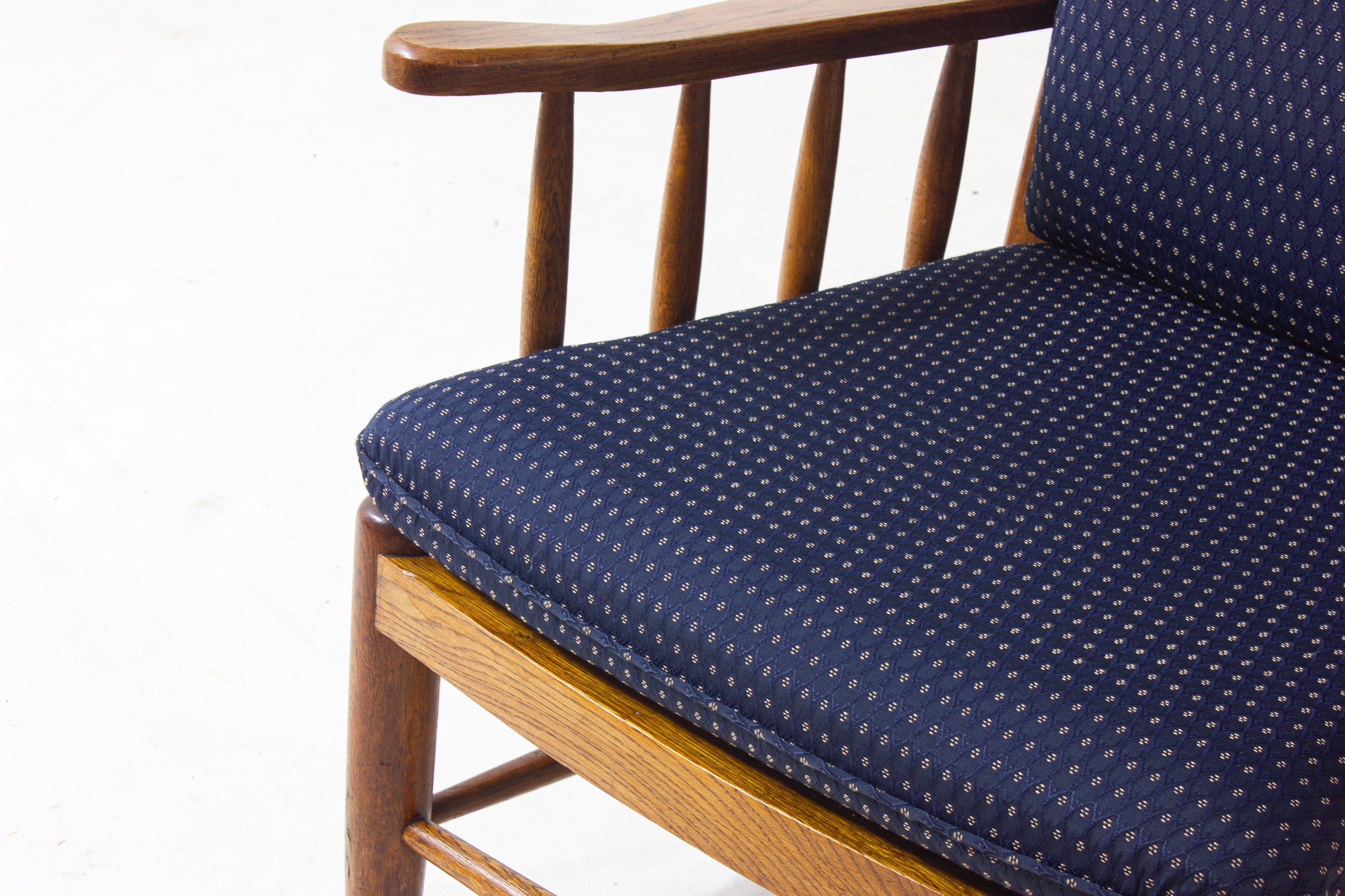 Vintage_French_Oak_Lounge_Chair,_1950s_High_Back_Armchair_with_Blue_Upholstery_Mid_Century_Modern