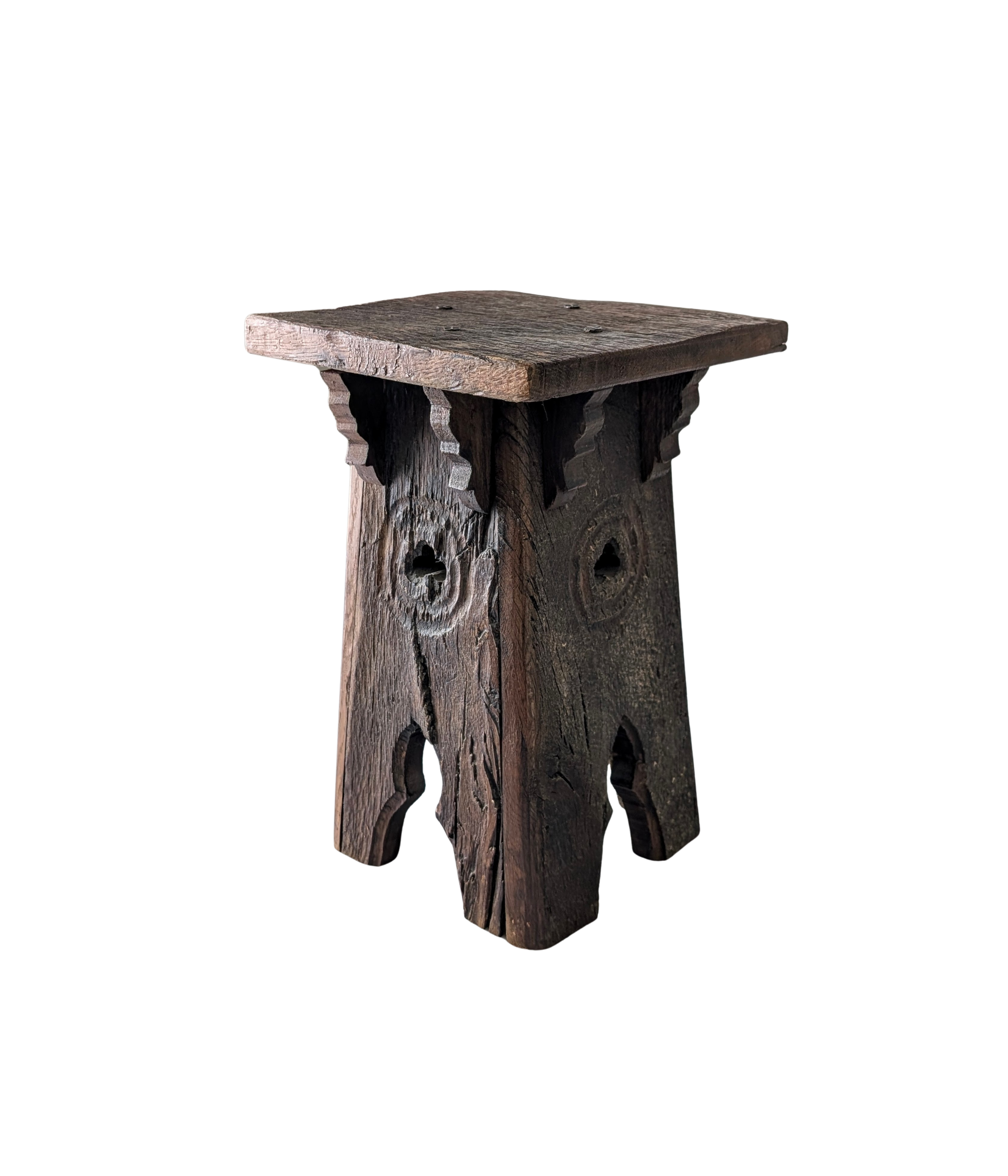 French_Neo_Gothic_Oak_Monastic_Pedestal_Stool_or_Sellette,_Style_Troubadour,_circa_1900