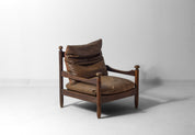 French_Oak_and_Leather_Lounge_Chair,_1950s