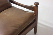 French_Oak_and_Leather_Lounge_Chair,_1950s