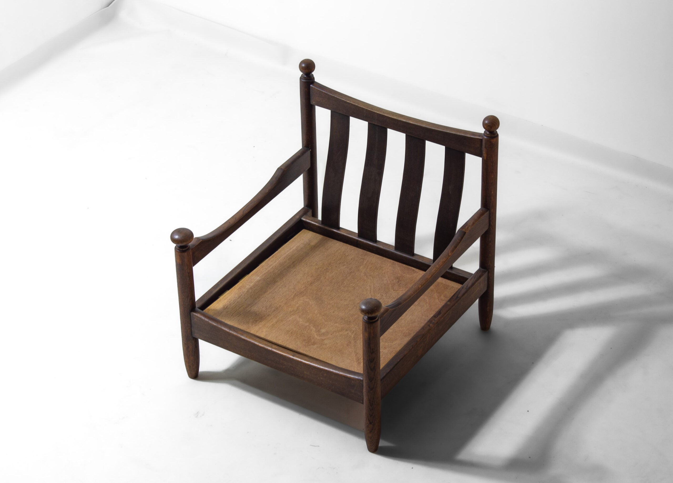 French_Oak_and_Leather_Lounge_Chair,_1950s