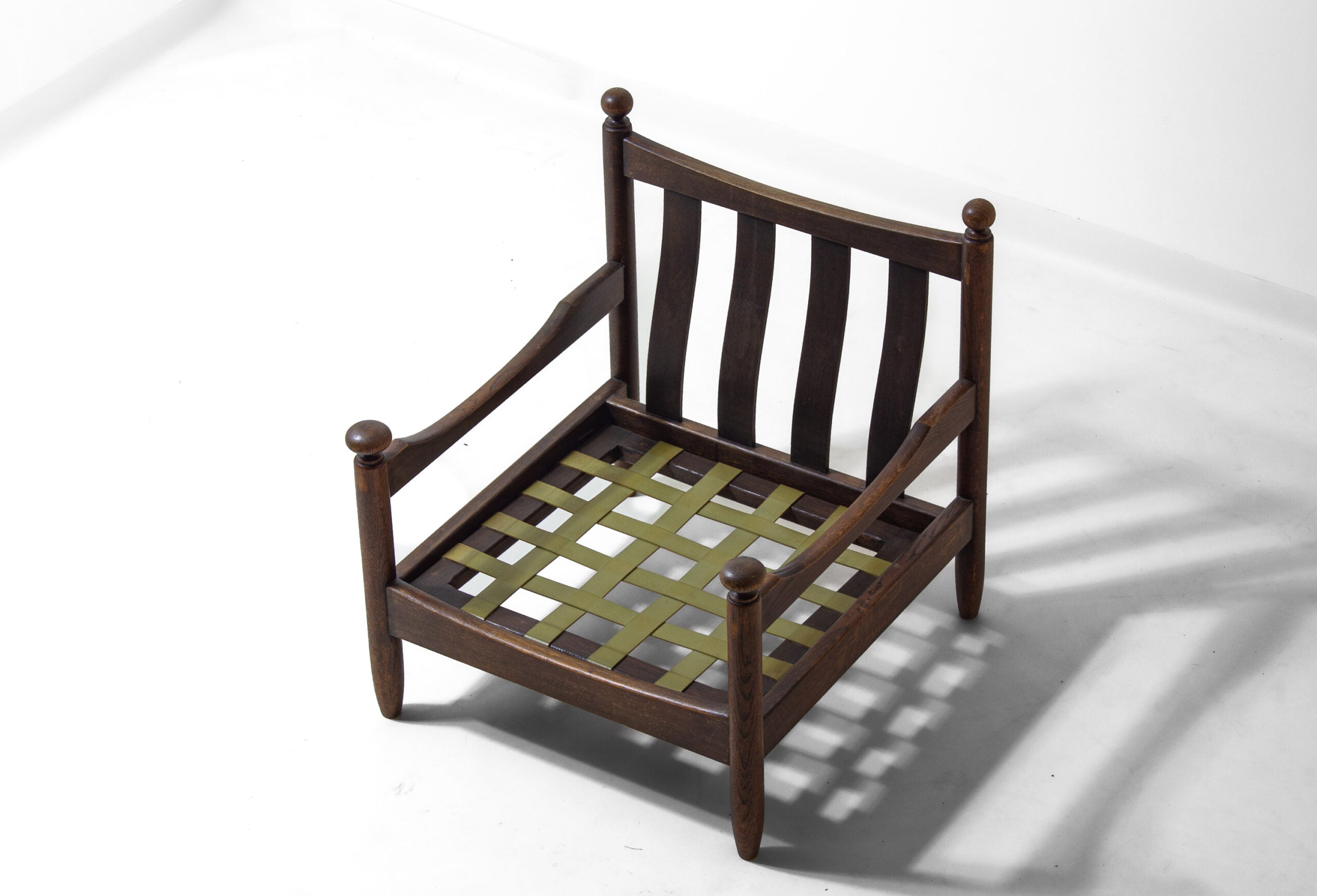 French_Oak_and_Leather_Lounge_Chair,_1950s