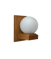 French_Pine_and_Opaline_Glass_Wall_Light,_1970s