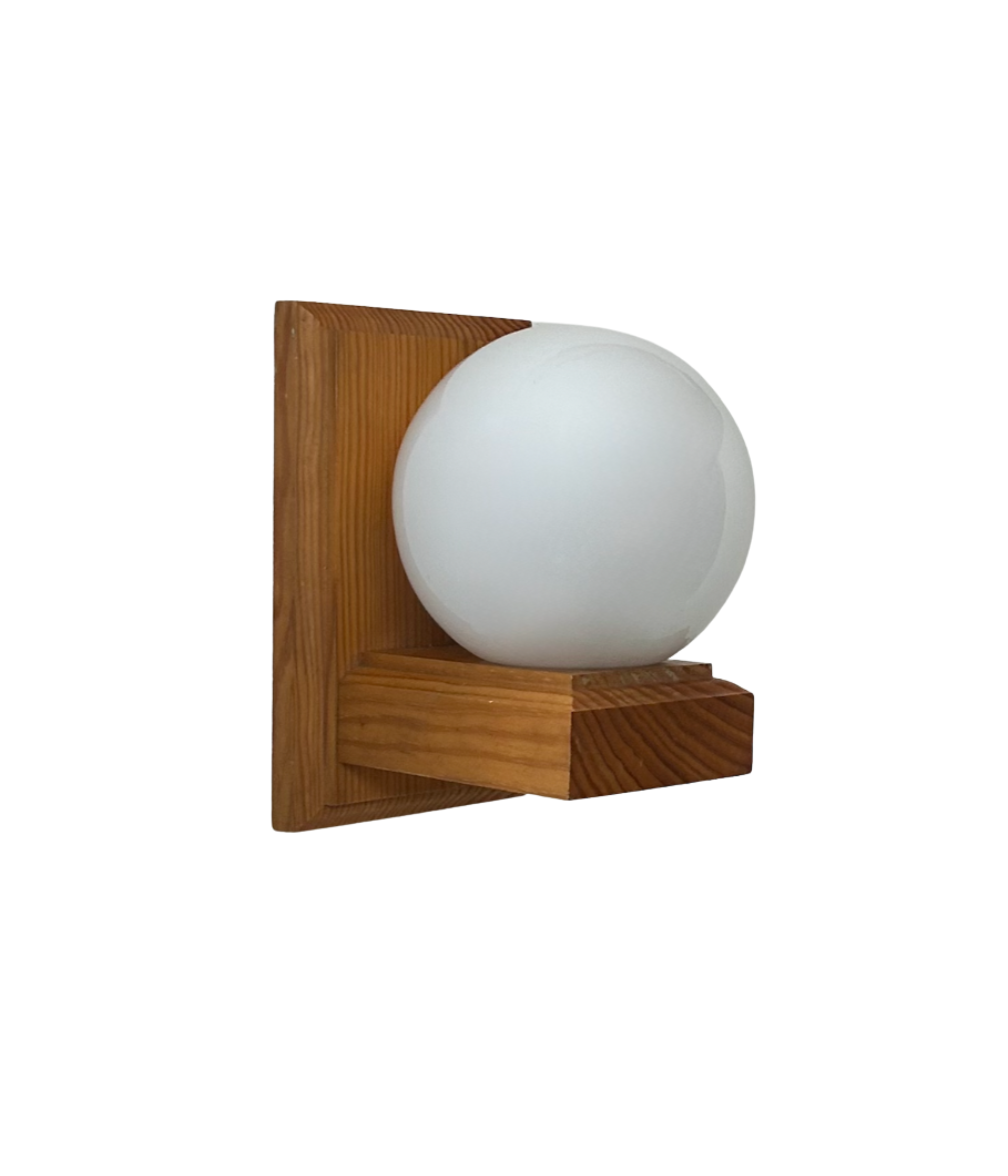 French_Pine_and_Opaline_Glass_Wall_Light,_1970s