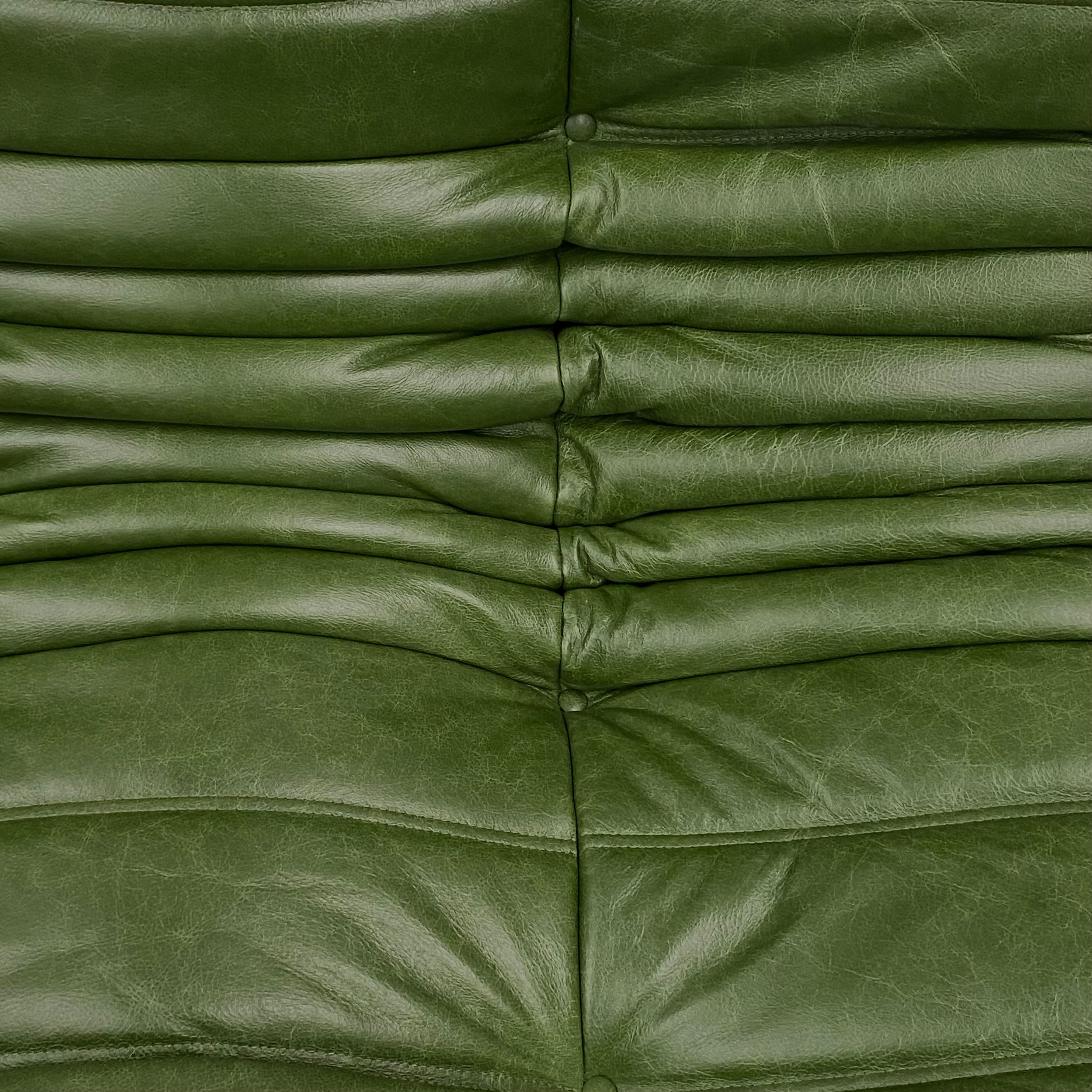 Togo_Sofa_by_Michel_Ducaroy_for_Ligne_Roset,_Restored_Green_Leather_Upholstery,_French_Design