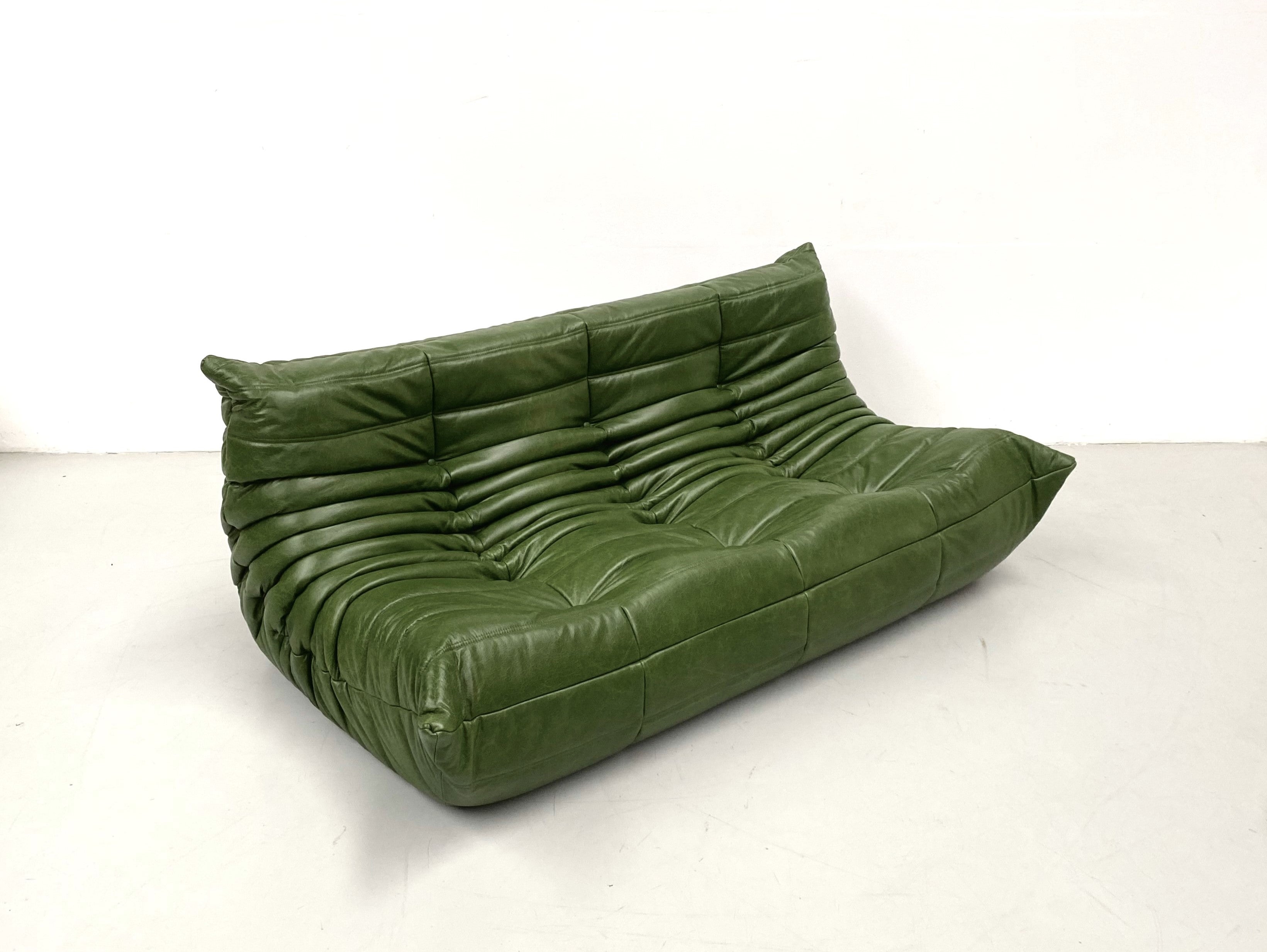 Togo_Sofa_by_Michel_Ducaroy_for_Ligne_Roset,_Restored_Green_Leather_Upholstery,_French_Design
