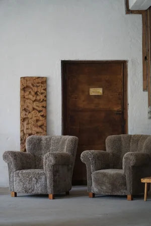 Fritz_Hansen_Pair_of_Danish_Art_Deco_Lounge_Chairs_in_Shearling_Lambswool,_1940s