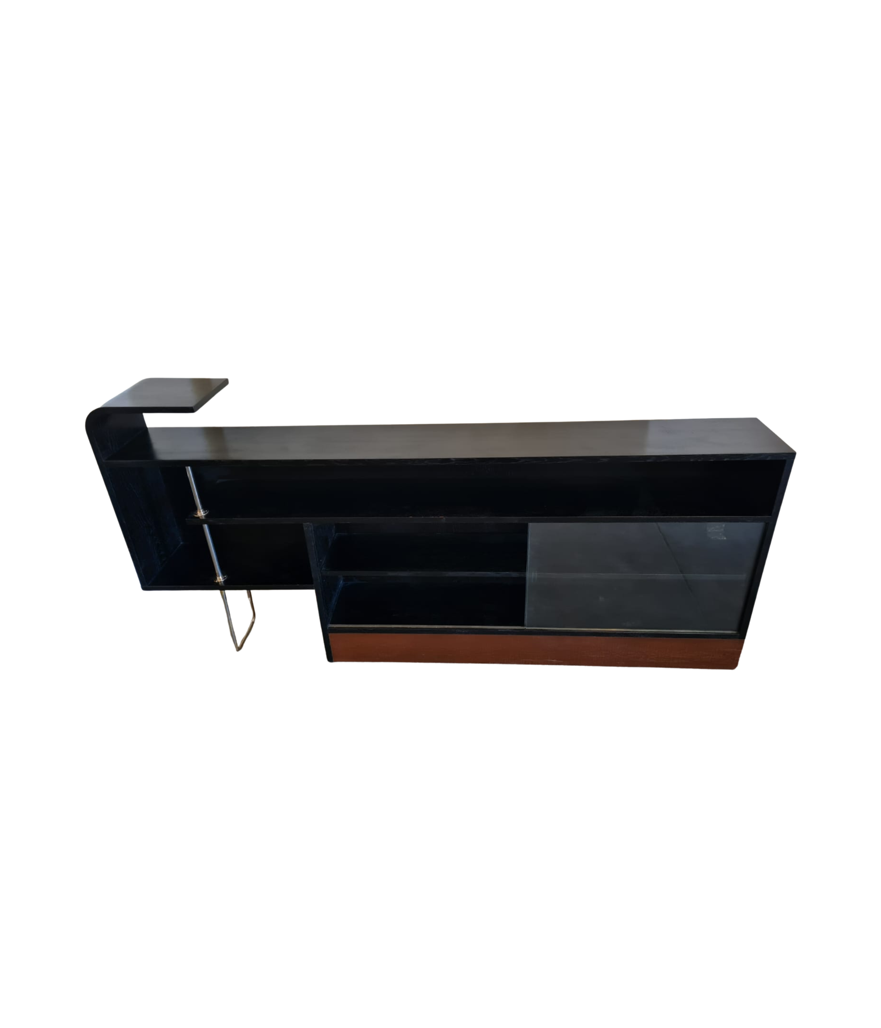 Functionalist_Sideboard_and_Bookcase_in_Black_Lacquer,_Chrome_and_Glass,_Czechoslovakia,_1930s