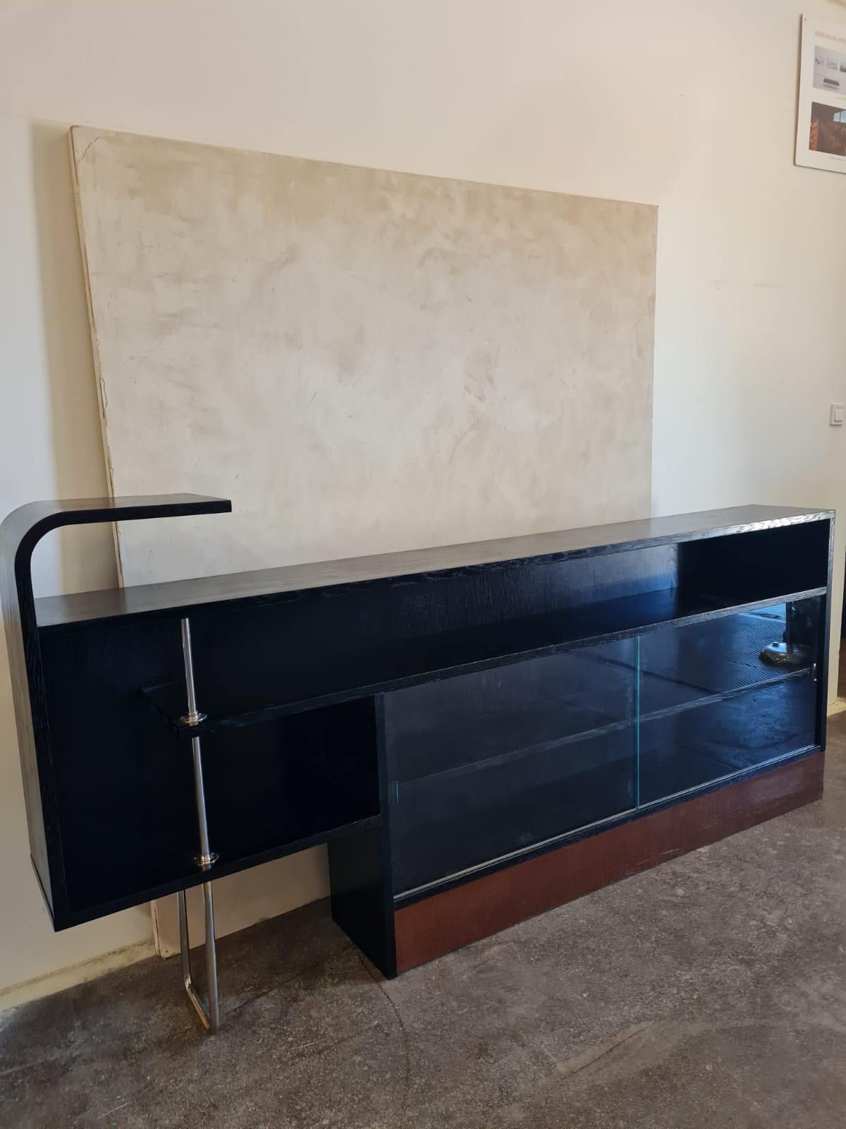 Functionalist_Sideboard_and_Bookcase_in_Black_Lacquer,_Chrome_and_Glass,_Czechoslovakia,_1930s