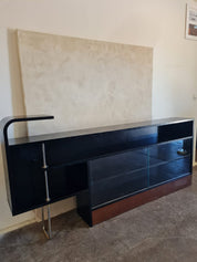 Functionalist_Sideboard_and_Bookcase_in_Black_Lacquer,_Chrome_and_Glass,_Czechoslovakia,_1930s