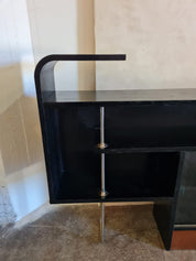 Functionalist_Sideboard_and_Bookcase_in_Black_Lacquer,_Chrome_and_Glass,_Czechoslovakia,_1930s