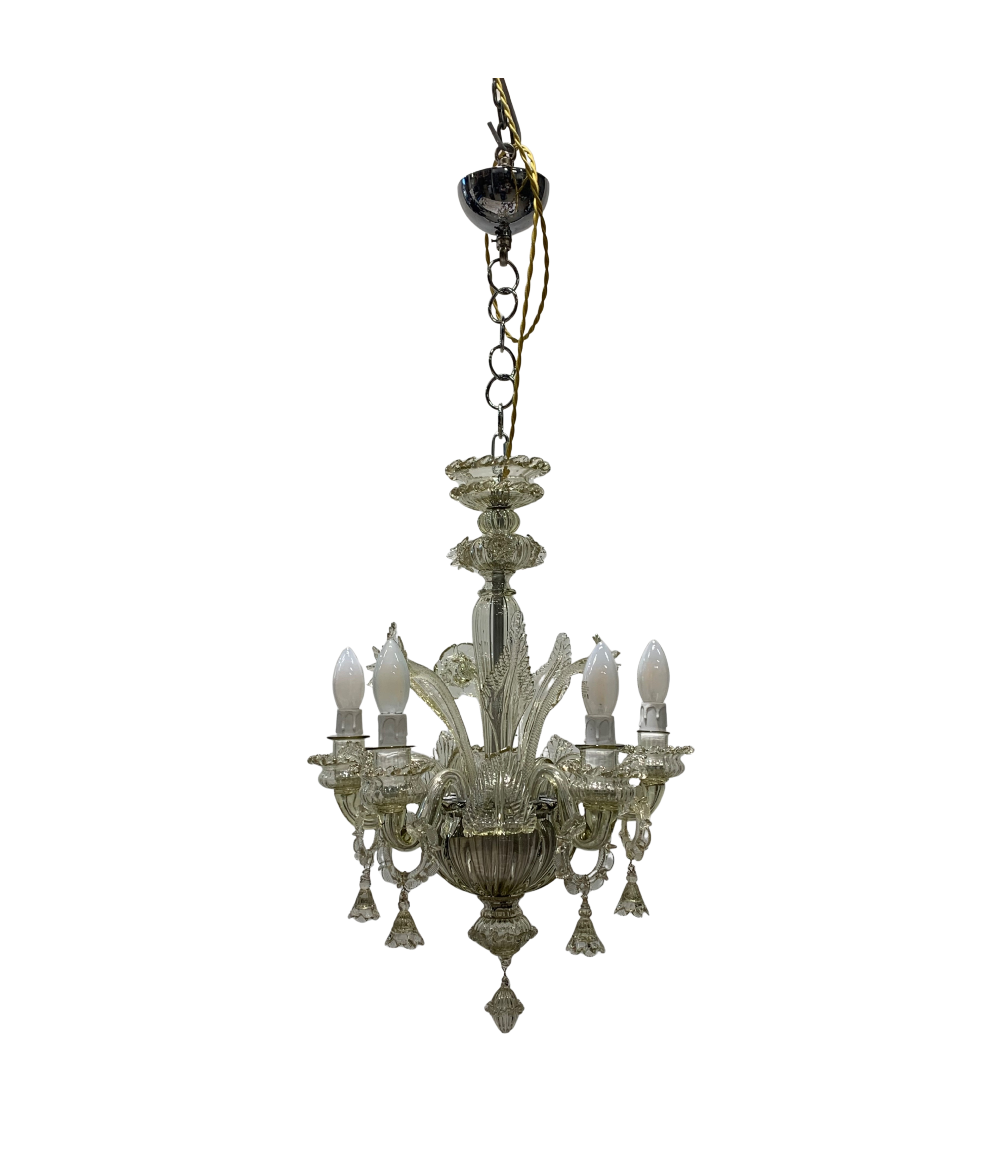 G._Ferro_by_Smoked_Murano_Glass_Chandelier,_5_Light,_Italy,_1950s
