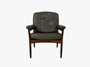 G-Mobel_Easy_Chair_in_Green_Leather_for_Göte_Möbler,_Sweden_1970s