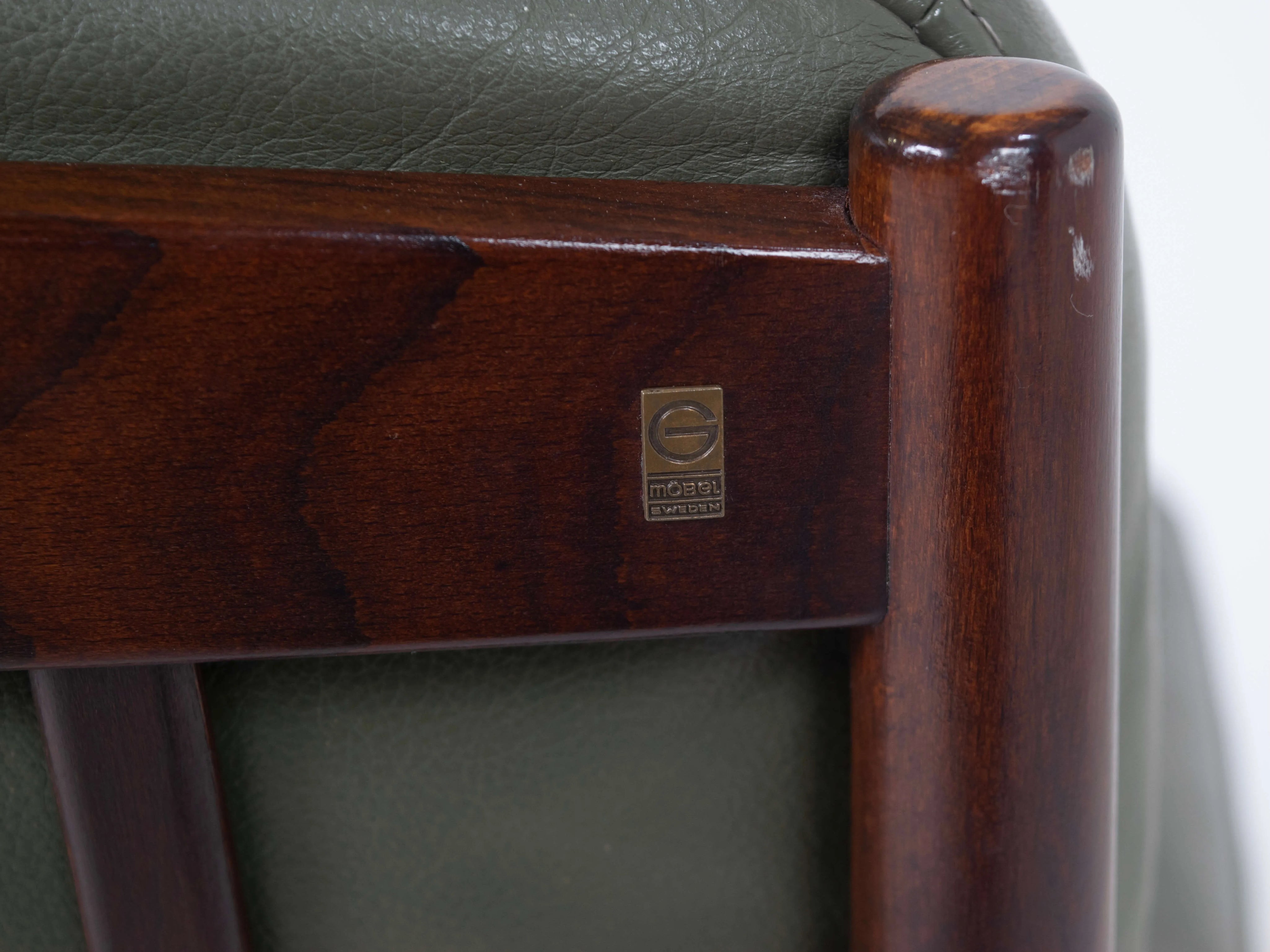 G-Mobel_Easy_Chair_in_Green_Leather_for_Göte_Möbler,_Sweden_1970s