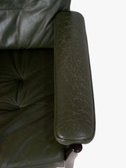 G-Mobel_Easy_Chair_in_Green_Leather_for_Göte_Möbler,_Sweden_1970s